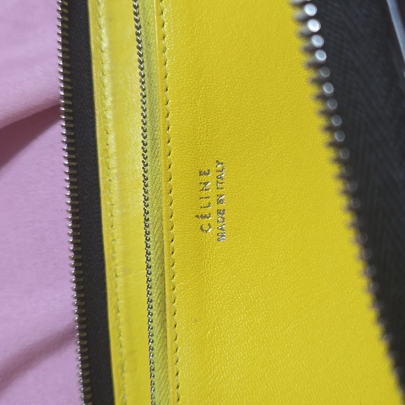 Celine long zipper wallet with Yellow interior in leather (Authentic) - Picture 6 of 13